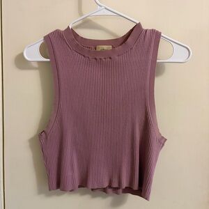 Aritzia Ribbed Mauve Crop Top